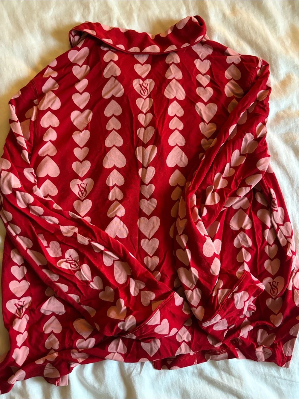 Victoria Secrete Heart Patterned Matching Pajama Set, Size Small